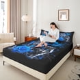 thumbnail image 4 of Castle Fairy Teens Adults Animal Wolves 4 Pieces Queen Sheet Sets,Chic Floral Red Rose Ultra Soft Flat Sheet,Flowers Animal Wildlife Queen Fitted Sheet,Microfiber Bedroom Decor, 4 of 7