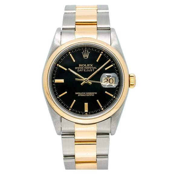 Pre-Owned Rolex Datejust 36MM 16203 Black Dial Two Tone Oyster Bracelet