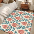 thumbnail image 4 of 3'x5' Area Rugs, Teal Red Botanical Indoor Outdoor Area Rug for Living Room Bedroom, Vintage Watercolor Flower Plant Washable Bathroom Rugs Kitchen Floor Carpet Mats Home Decor Aesthetic, 4 of 8