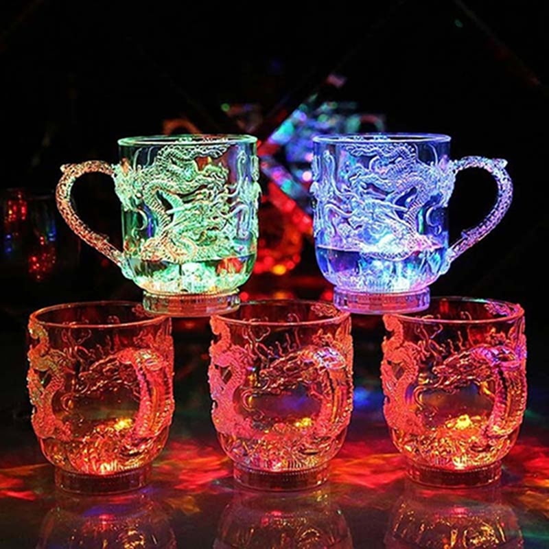 LED Flashing Color Change Water Activated Light Up Dragon  Beer Whisky Cup Mug 