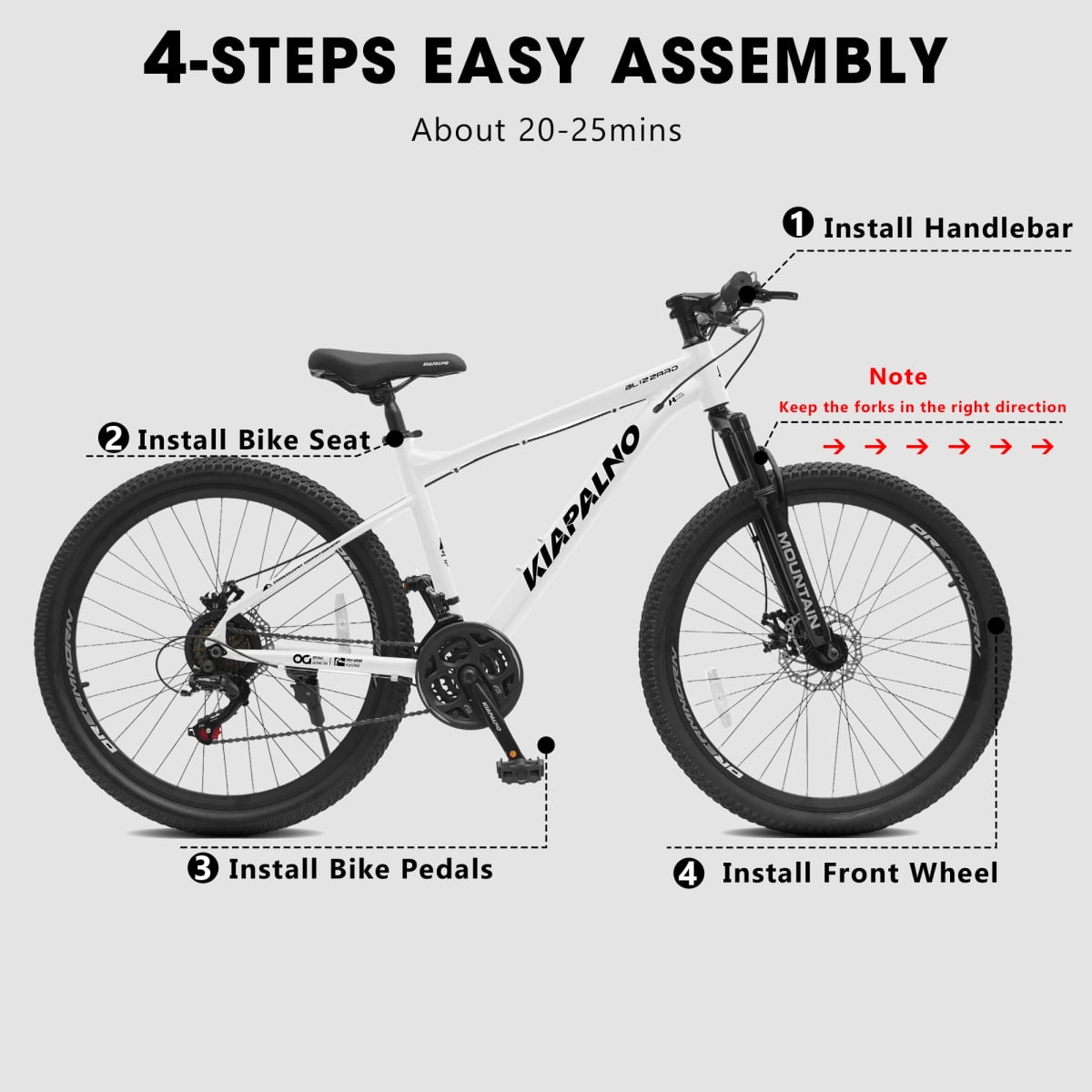 26 Inch All-Terrain Mountain Bike with Disc Brakes, 21-Speed Drivetrain, Steel Frame Front Suspension MTB for Men & Women, Trail Riding & Outdoor Cycling