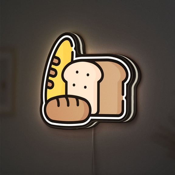 Bakery Bread 3D Novelty Light Box, Handcrafted Loaf Design Lamp Decor for Kitchen, Breakfast Corners and Food Lovers (Height 8 inch, 20cm)