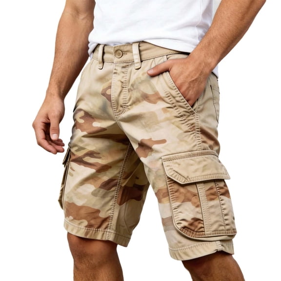 CONZONE Mens Cargo Shorts Buttons Summer Shorts For Men Camouflage Lightweight Loose Fit Outdoor Shorts With Pockets