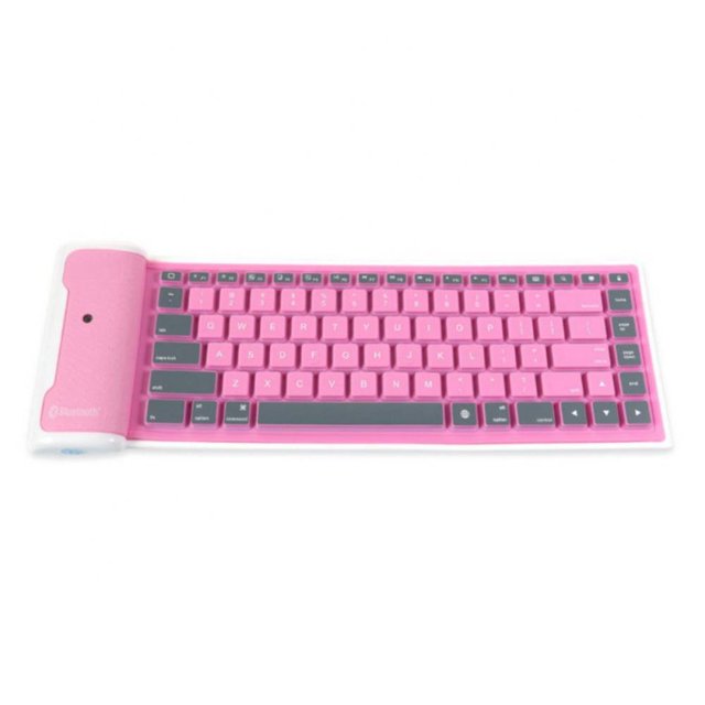 Slim Portable Wireless Bluetooth 3.0 Rollup Keyboard Compatible with IOS Android Blue