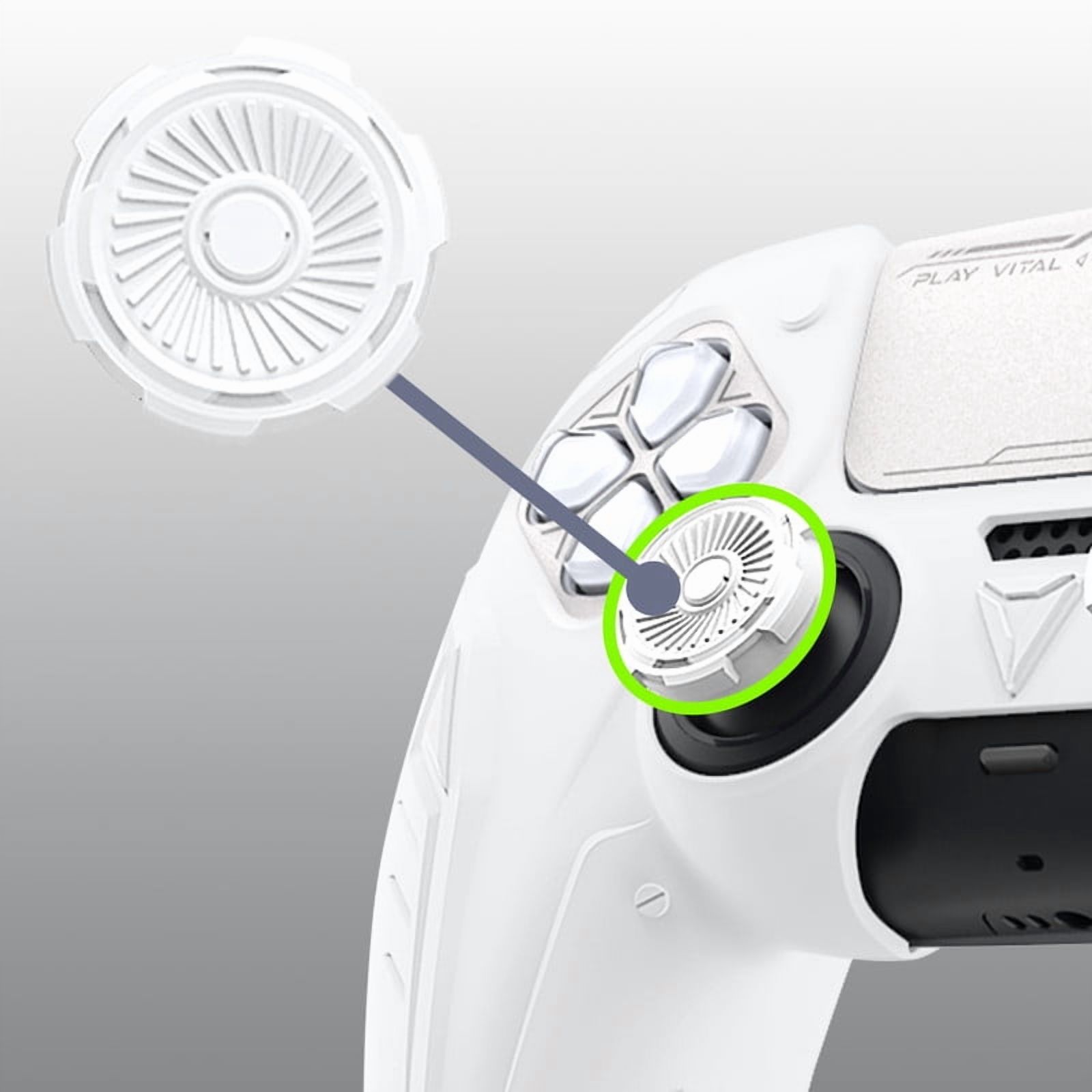 PlayVital 2 Set Silicone Case for ps5 Controller - Anti-Slip Premium Silicone Material|Futuristic CyberMech Design|Compatible with ps5 Official Charging Dock - White