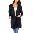 thumbnail image 2 of Fannyc Long Sleeve Cardigans With Pockets For Women Fashion Casual Versatile Wrap Sweater Soft Warm Stretch Long Open Front Top Outwear Black/Navy, 2 of 8