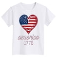 thumbnail image 5 of mgoYE 250th American Anniversary Gifts for Boys Girls USA 250th Birthday Celebration Top, Girls Boys’s 4th of July Patriotic Short Sleeve Shirt(White,5-6 Years), 5 of 5