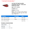 thumbnail image 2 of Left Outer Tail Light Assembly - Compatible with 2016 - 2022 RX350 Sport Utility 2017 2018 2019 2020 2021, 2 of 2