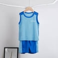 thumbnail image 4 of Zanarzt Toddler Summer Clothing Set Shorts Girls Summer Clothes 2 Piece Sleeveless Tank Top and High Waist Shorts Clothing Sets Blue,5-6 Years, 4 of 4