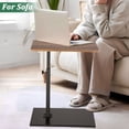 thumbnail image 4 of HDUTNGISN 20"C Shaped End Table,360°Large Swivel Top & Adjustable Height Side Table for Home,Walnut, 4 of 11