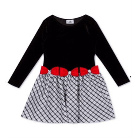 

Rare Editions Toddler Girl s Velvet Drop Waist Bow Dress Black Size 4T