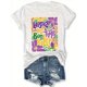 thumbnail image 2 of Women's Bohemian Carnival Print T-Shirt - Casual Short Sleeve, Round Neck, Polyester, Machine Washable, Semi-Sheer, Colorful Festive Design, Festive Attire|Floral Print Shirt|Glossy Texture, 2 of 7