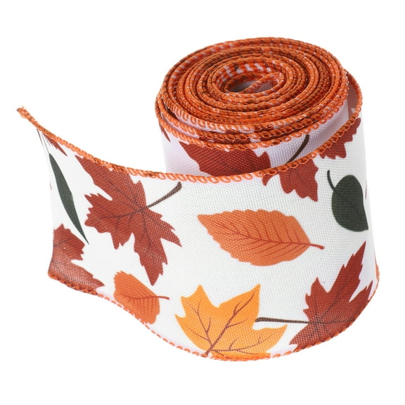 OUNONA 1 Roll Thanksgiving Ribbon Fall Ribbon For Crafts Autumn Ribbon Thanksgiving Ribbon Autumn Decorative Ribbon Maple Ribbon Decorative Ribbon