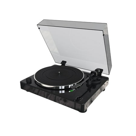 Monoprice Monolith Turntable Black Compatible with Audio-Technica AT100E Cartridge, Premium Construction, Phono Pre (Best Amp For Turntable 2019)
