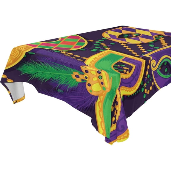 SKYSONIC Mardi Gras Rectangle Tablecloth Spill-Proof Polyester Table Cloth Table Cover for Kitchen Dining Picnic Holiday Party Decoration,60x120 Inch