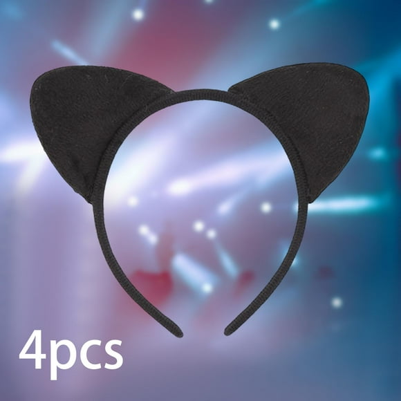4Pcs Cat Ear Headband for Girl Women Photo Props Dress up Cat Ear Black