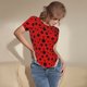 thumbnail image 3 of Balery Ladybug Pattern Body de cuello redondo de manga corta para mujer Tops de manga corta Tops básicos-XX-Large, 3 of 7