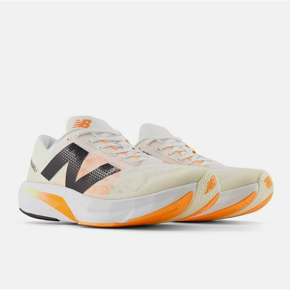 New Balance Mens FuelCell Rebel v4 White with Angora and Hot Mango, US 12 2E (Wide)