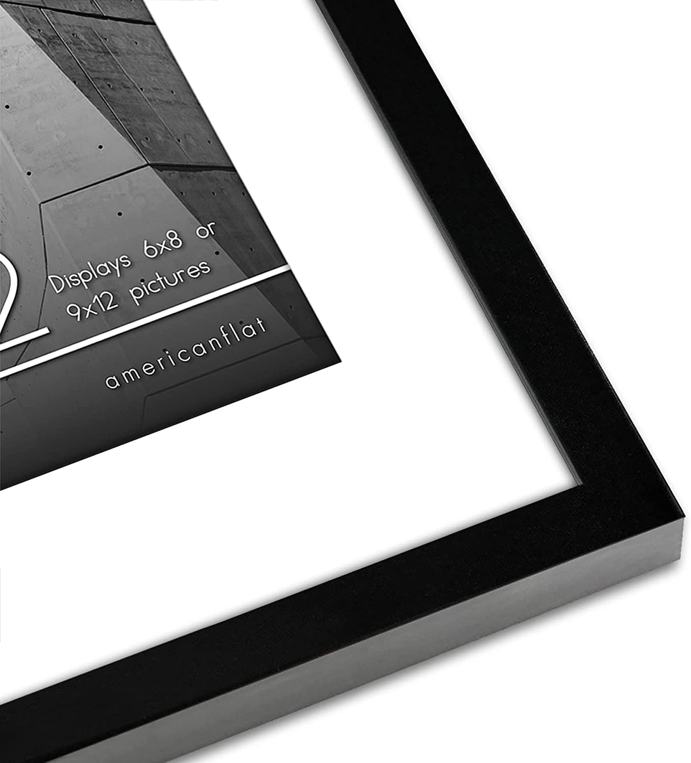 Americanflat 9x12 Picture Frame in Black - Displays 6x8 With Mat and 9x12 Without Mat - Horizontal and Vertical Formats for Wall and Tabletop (2 Pack)