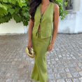 thumbnail image 5 of Women Maxi Skirt Set 2 Piece Outfits Sleeveless Top Maxi Skirt Going Out Two Piece Skirt Set Green S, 5 of 7