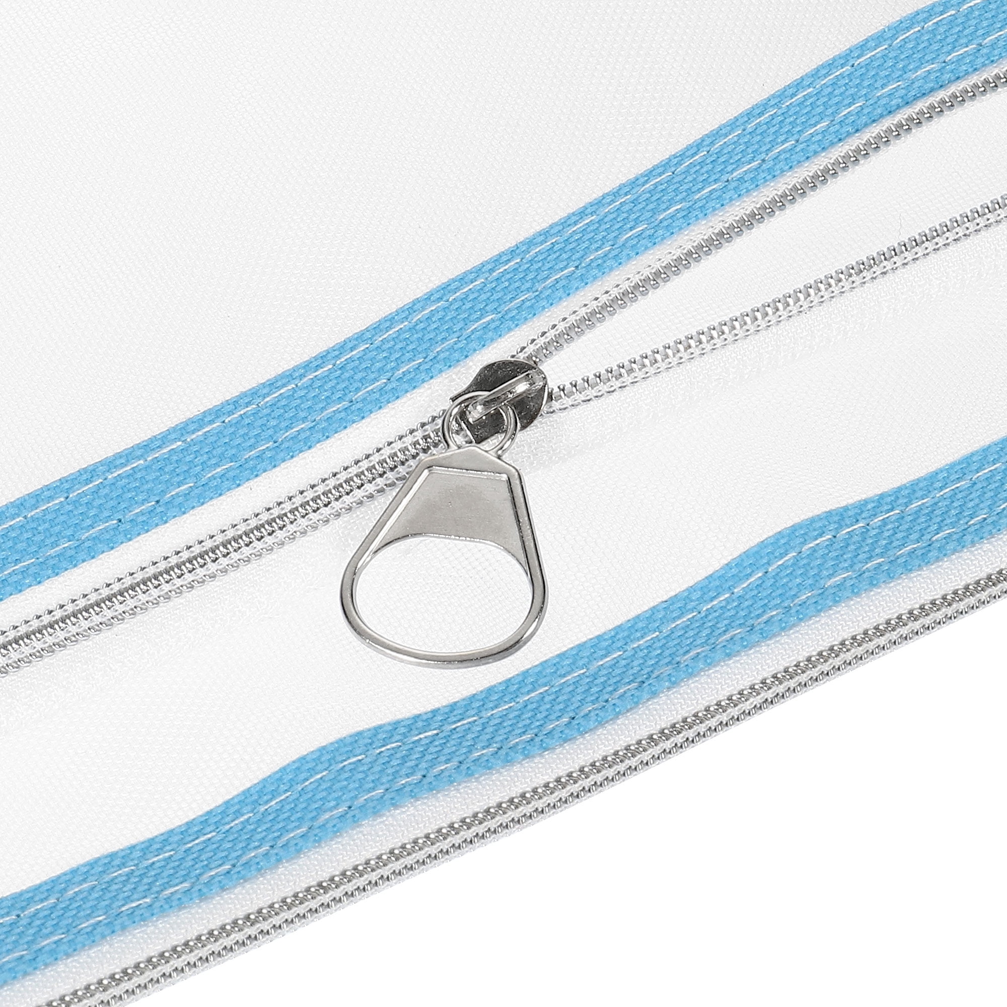 Unique Bargains Nylon Document Zip Pouch with Handle Mesh Clear Files Bag for Office Light Blue