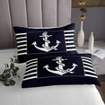 thumbnail image 3 of Erosebridal Nautical Anchor Bedspread Sets King Size, Geometry Striped Bed Set, 3pcs, 3 of 5