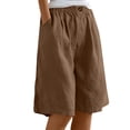 thumbnail image 2 of Only Moment Shorts Women Cotton Linen Loose Knee Length Wide Leg Casual Workout Beach Outdoor Daily Loungewear Sports Plus Size Breathable Comfort, 2 of 9
