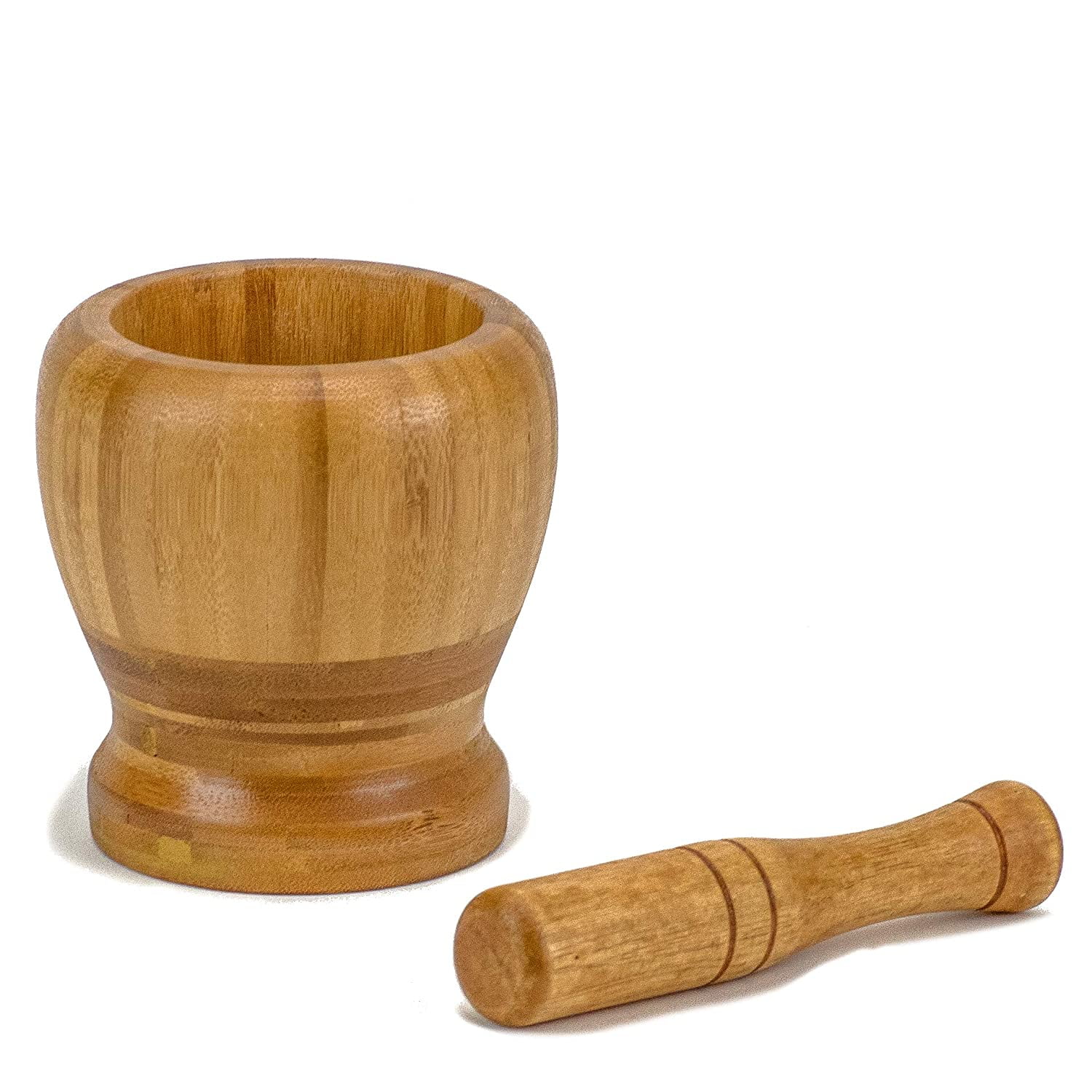 DecorRack Bamboo Mortar and Pestle, 4 inch