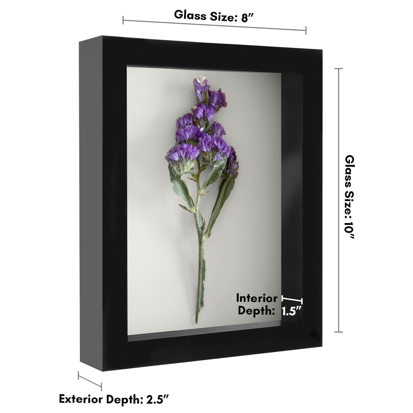 Americanflat 8x10 Shadow Box Frame with Shatter-Resistant Glass Silhouette Collection Large Display - Black