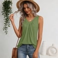 thumbnail image 4 of Womens Tank Tops Loose Fit V Neck Ruched Sleeveless Tops Casual Basic Banded Shirts #01Army Green 2XL, 4 of 6