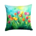 thumbnail image 2 of Tulips in Watercolor Throw Pillow 14 in x 14 in, 2 of 2