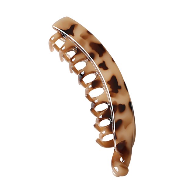 Visland Banana Shape Hairpin Double-Row Anti-slip Tooth Design Hair Clip Solid Color Frosted Texture Large Back Head Twist Hair Claw