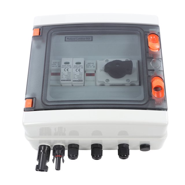 Caja combinadora solar 1000V 32A Caja de distribución solar Descargador de alto voltaje de fácil conexión para de generación de energía fotovoltaica ANGGREK Otros