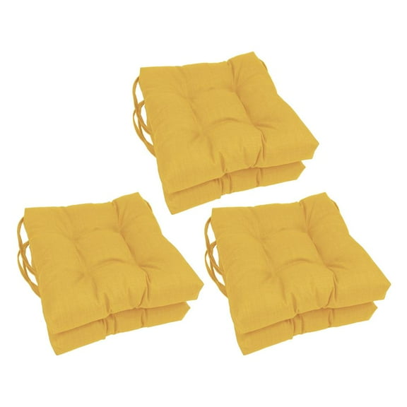 Blazing Needles 16-inch Solid Square Tufted Outdoor Chair Cushion, 16 x 16, Lemon 6 Count