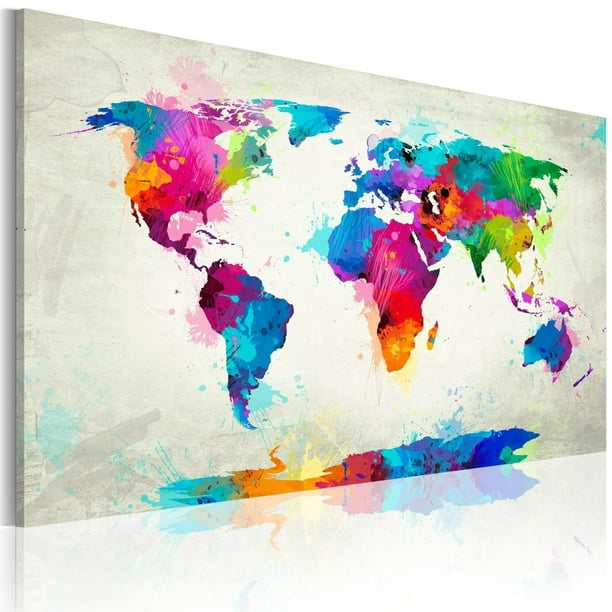 Tiptophomedecor Stretched Canvas World Map Art - Map Of The World - An ...