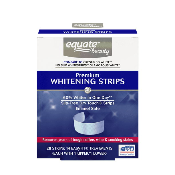 Equate Beauty Premium Teeth Whitening Strips, 14Day Treatment