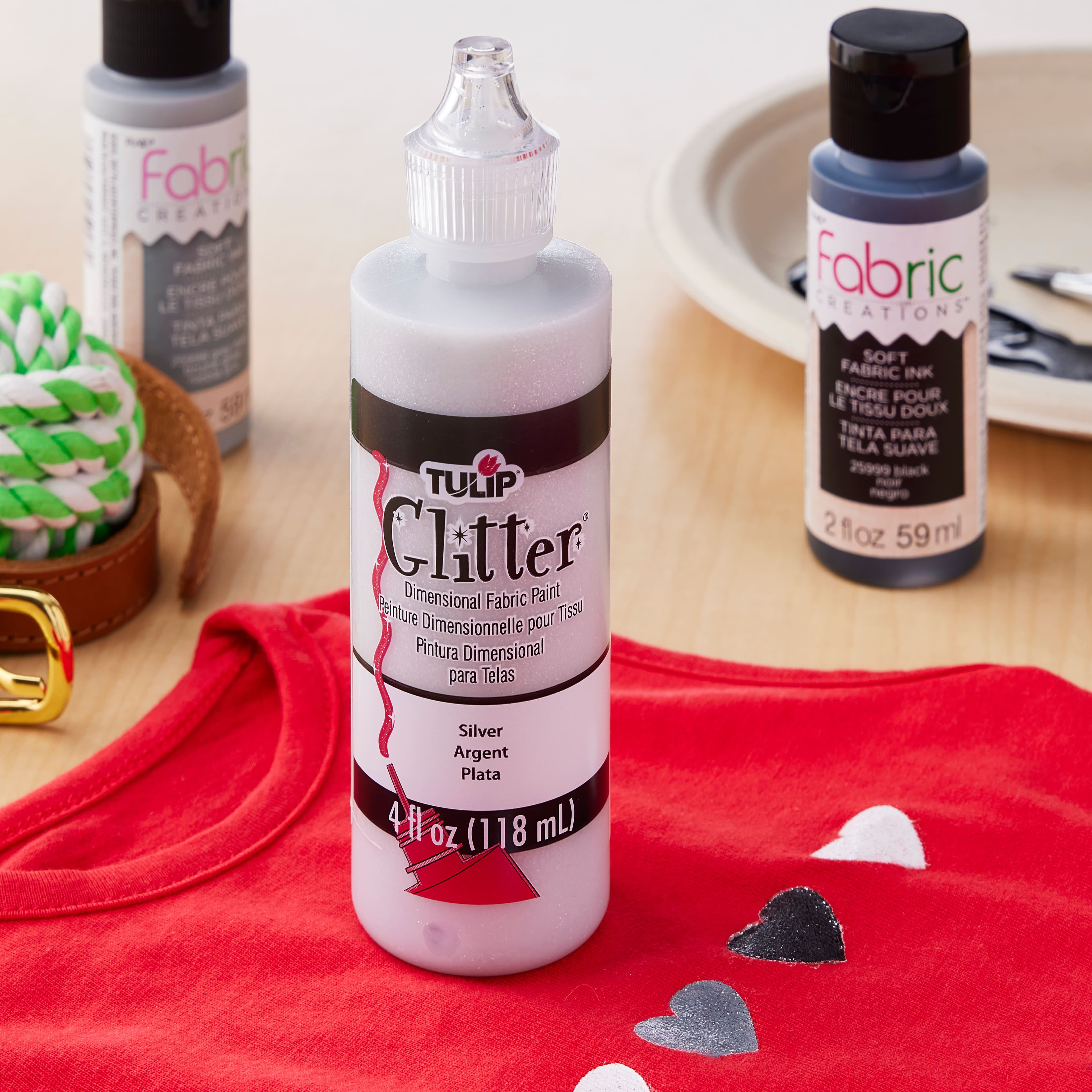 12 Pack: Tulip® Glitter™ Silver Dimensional Fabric Paint