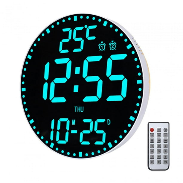 Reloj de pared digital grande de 11,6 pulgadas con control remoto, despertador versátil para oficina Estilo A