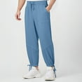 thumbnail image 2 of USNSM Wide Leg Pants for Man Baggy Lightweight Solid Color Casual Drawstring Elastic Waisted Harem Pants with Pockets Blue M, 2 of 8