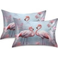 thumbnail image 2 of GZHJMY Flamingos Satin Pillowcase for Hair and Skin, Soft and Cozy Cooling Smooth Pillow Cover with Envelop Closure, King Size 20x40in Home Decor, 2 of 7