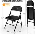thumbnail image 6 of VINGLI Folding Chairs All Steel Metal Frame, Capacity 350 lbs, Durable Portable and Versatile for Indoor Outdoor Use, Black, Set of 8, 6 of 9