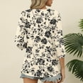 thumbnail image 4 of T-Shirts for Women 3/4 Sleeve V-Neck Floral Printed Casual Dressy Tunic Tops Laides T-Shirts, 4 of 6