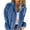 Blue, variant on Women's Street Retro Fashion Casual Hooded Solid Color Jacket With Pocket Jacket
