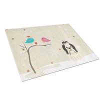 Caroline's Treasures Christmas Presents between Friends Shih Tzu Black White Glass Cutting Board Large