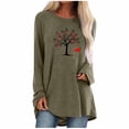 thumbnail image 1 of Pompotops Mode T-Shirt Décontracté à Manches Longues Col Rond Imprimé Blouse Tops Liquidation, 1 of 4