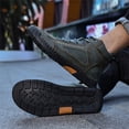 thumbnail image 4 of Domuza Hand Stitched Leather Men's Chukka Ankle Boots, Classic Lace-Up Mid Top Casual Shoes, Built-In Arch Support Wide Toe Design, Waterproof Non-Slip Durable Sneakers Black 8 (EU-41), 4 of 7