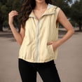 thumbnail image 2 of Avolia Womens Sleeveless Hooded Jacket Vest Lightweight Polyester Mesh Zip Front Summer Top Autumn Layering Outerwear Casual Solid Color Sporty Athleisure Activewear Yellow L, 2 of 8