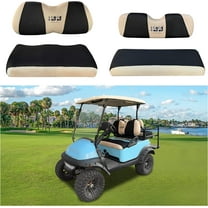 10L0L Golf Cart Front Rear Seat Cover Set Fit Yamaha & Club Car Precedent, Breathable Polyester Golf Cart Part Accessories Black Beige L XS size