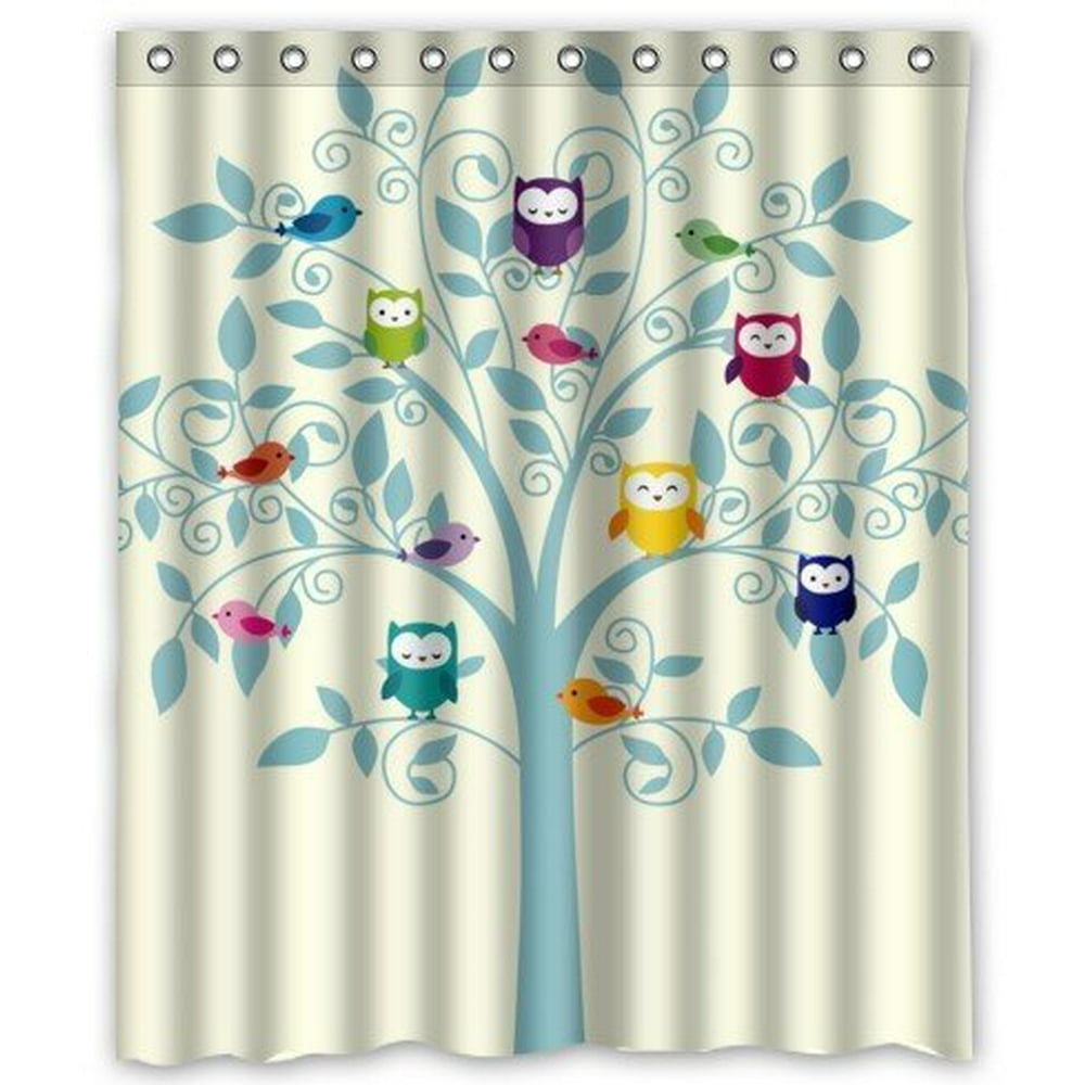 MOHome Owl Shower Curtain Waterproof Polyester Fabric Shower Curtain