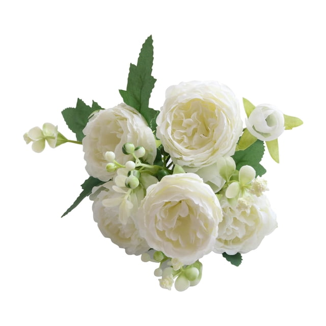 Peones Flores Artificiales, Seda Artificial Falsa Pión Ramo de Boda, 32cm 5 Cabezas 6cm Novia San Valentín Decoración, Pión Flores Artificiales